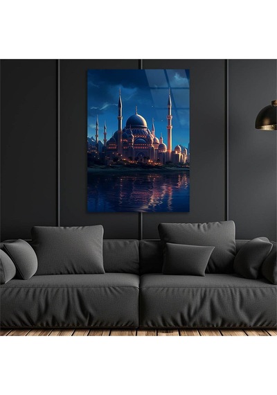 Gerçek Cama Baskı Dikey Dini Temalı Cam Tablo 281 Tekli D255