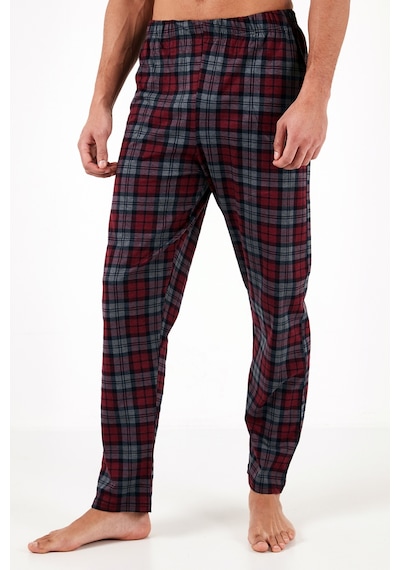 Buratti Ekoseli Pamuklu Regular Fit Kısa Kollu Erkek Pijama Takımı 6572006 Füme