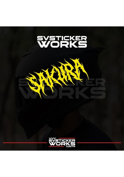 Sakura Yazılı Kask Sticker Tüm Kasklar Uyumlu Tek Yön 1 Adet Sarı
