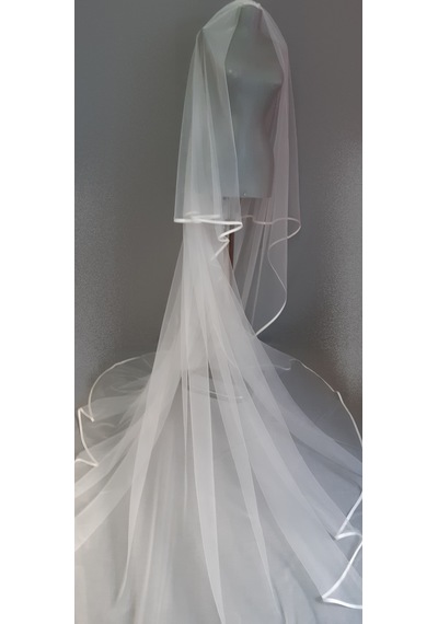 Suzanna Moda Saten Biyeli Çift Kat Taraklı Hayal Tül Gelin Duvağı 2.50 Cm Uzun Kat - 85cm Kısa Kat Krem