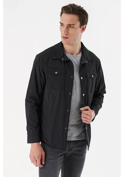Slim Fit Çıt Çıt Kapamalı Yan Ve Üstten Kapak Cepli Astarlı Ince Baharlık Mont 001