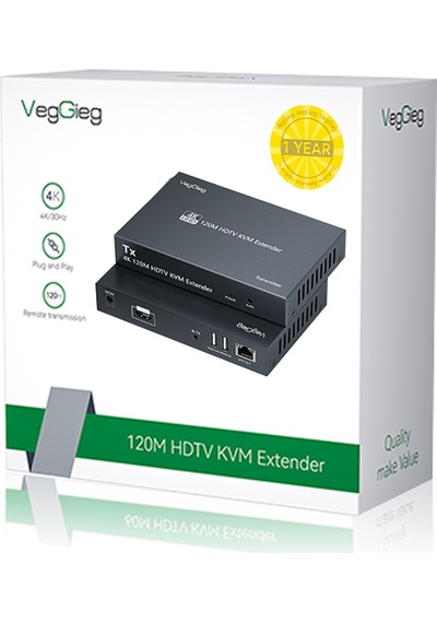 Veggieg 4k 30hz Hdmı Kvm Extender 120 Metre Cat5e/6 Hdmı Menzil Genişletici Uzatıcı