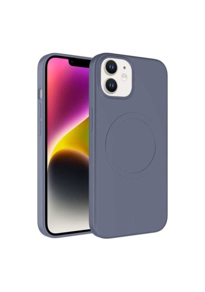 Apple Uyumlu iPhone 12 Kılıf M-safe Wireless Şarj Özellikli Pastel Renk Silikon Zore Plas Kapak Lavendery Gray