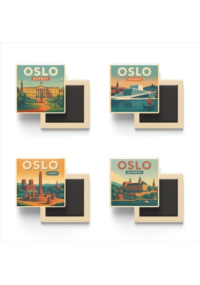 9x9 Cm Buzdolap Magnetleri - Oslo Norveç - Avrupa Serisi