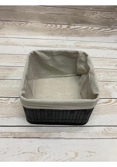 Bambu Çok Amaçlı Saklama Kutusu Düzenleyici Kare Organizer, Dekoratif Bambu Düzenleyici Siyah 20x20x13cm Diğer