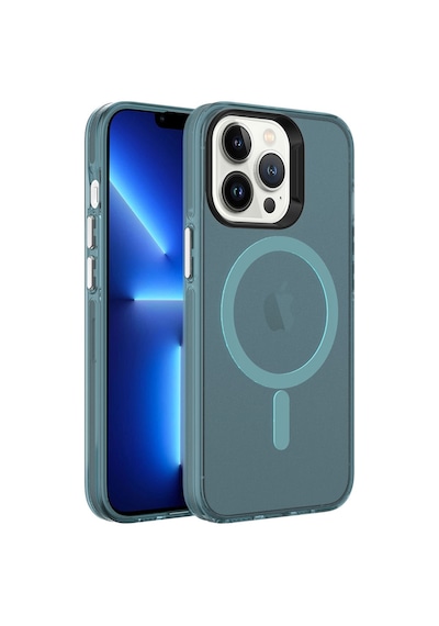 Apple Uyumlu iPhone 13 Pro Max Uyumlu Zore Magsafe Şarj Özellikli Buzlu Transparan C-pro Sert Kılıf-yeşil Yeşil -