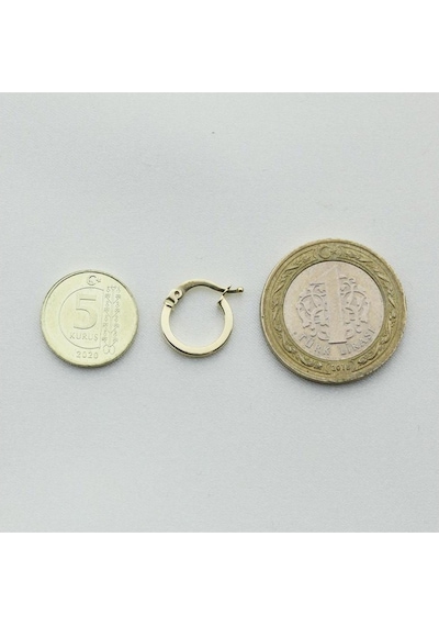Kare Kesitli Altın Halka Küpe Çapı: 1.30cm Sarı Altın