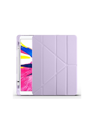 Apple Uyumlu iPad 10.2 8.nesil Kılıf Zore Tri Folding Kalem Bölmeli Standlı Kılıf Kapaklı Kılıf