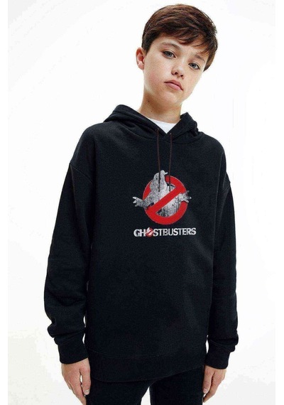 Tshirthane Ghostbusters Logo Black Baskılı Unisex Çocuk Kapüşonlu Sweatshirt Siyah