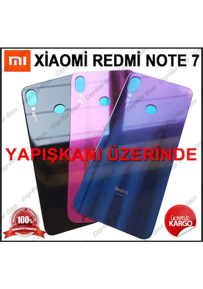 Xiaomi Redmi Note 7 Arka Kapak Cam Batarya Pil Kapağı Yapışkanlı