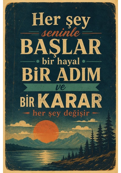 Retro Edebi Sözlü Mdf Duvar Tablosu Dekoratif Motivasyon Yazılı Vintage Poster 41