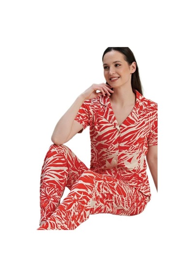 Bipamuk Viona Model Kadın Pijama Takımı Kısa Kollu Önden Düğmeli S/xl Çok Renkli