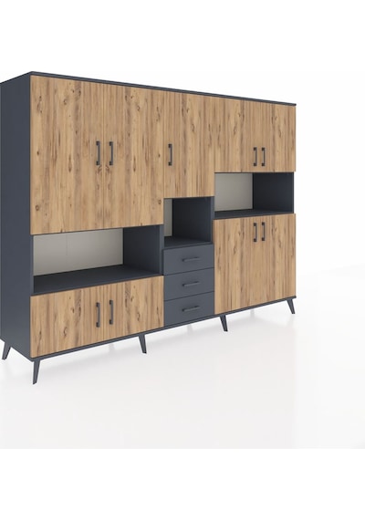Hyperion Dolap 13 Raflı 3 Çekmeceli 9 Kapaklı 220x44x163 Antrasit Antrasit-çam/antrasit Hyperion Dolap 13 Raflı 3 Çekmeceli 9 Kapaklı 220x44x163 Antrasit Antrasit-çam/antrasit