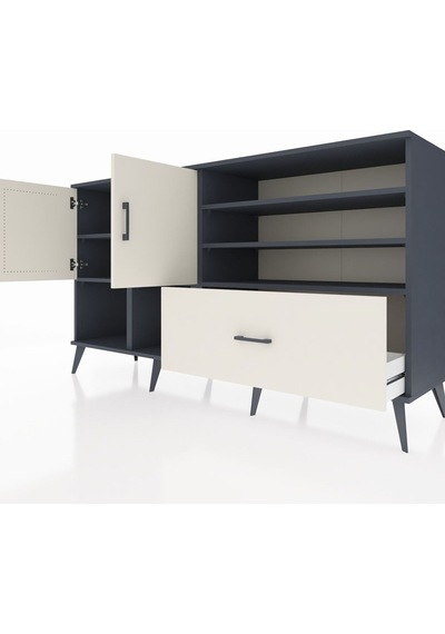Hyperion Konsol 7 Raflı Tek Çekmeceli 2 Kapaklı 176x44x99 Antrasi Antrasit-aytaşı Hyperion Konsol 7 Raflı Tek Çekmeceli 2 Kapaklı 176x44x99 Antrasi Antrasit-aytaşı