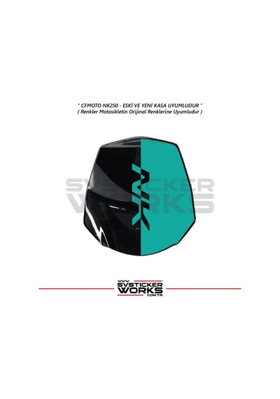 Cfmoto 250nk Siper Sticker Siperlik Tur Camı Sticker Nk Yazılı Etiket Turkuaz