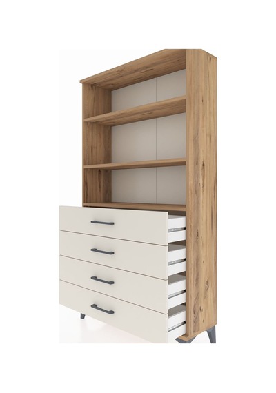 Arges Dolap 3 Raflı 4 Çekmeceli 88x30x163 Çam-aytaşı Atlas Çam