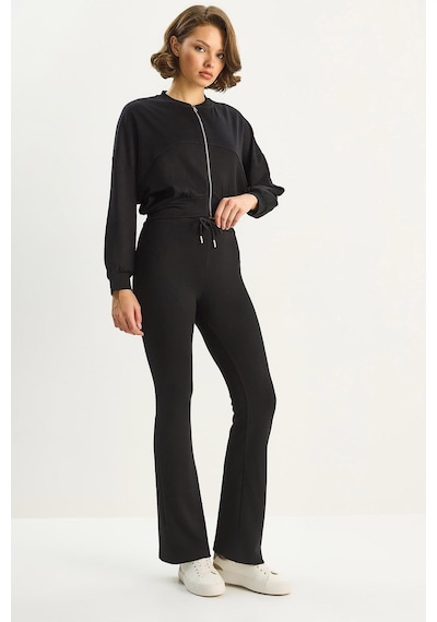 Shade Kadın Yarasa Kol Crop Hırka İspanyol Pantolon Modal Alt-üst Takım 4059 60283731 - Siyah