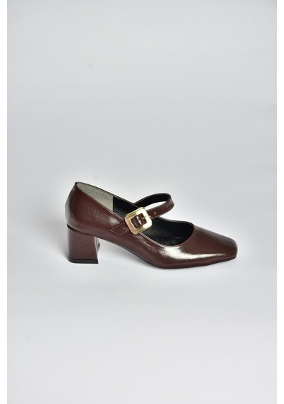 Fox Shoes T820010360 Kahverengi Rustik Kalın Topuklu Kadın Ayakkabı Kahverengi
