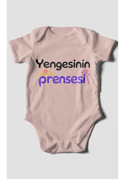 Morivokids Yengesinin Prensesi Kısa Kollu Bebek Body %100 Pamuk Pastel Pembe