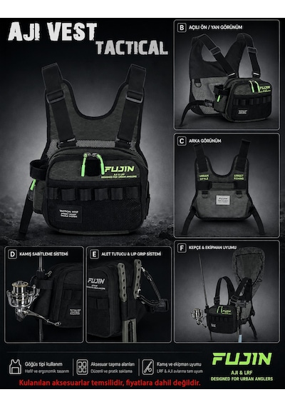 Fujin Tactical Vest Khaki Balıkçı Çantası