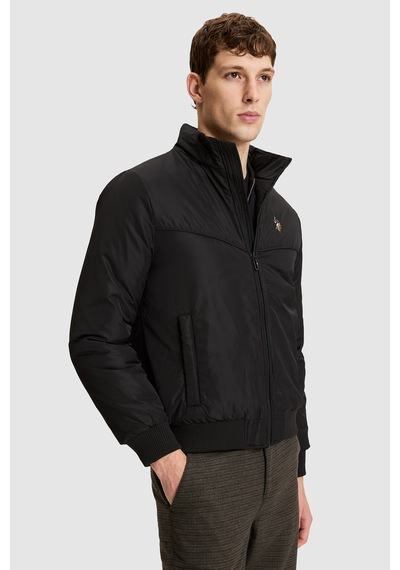 U.S. Polo Assn. Erkek Siyah Dik Yaka Fermuarlı Cepli Yağmurluk Tarzı Mont 50326198-vr046