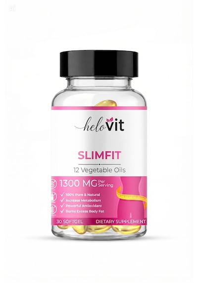 Helovit Slimfit 1300 Mg 12 Bitkisel Yağ İçeren Takviye Ve Yağ Yakım Desteği 30 Softjel
