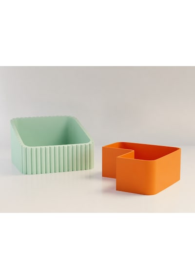 3d Baskı Fıstık Kasesi - Çift Hazneli Kabuk Ayırıcı Sunum Kasesi - Mint Turuncu