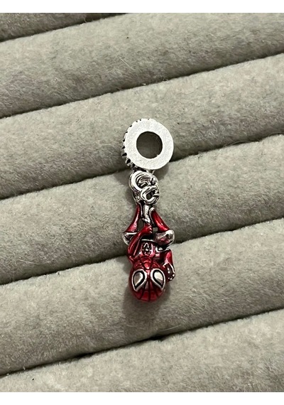 Spiderman Charm Gümüş Kaplama Kırmızı