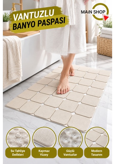 Katlanabilir Büyük Banyo Ve Duş Paspası, Delikli Küvet İçi Kaydırmaz Mat 45x70 Cm Makinede Yıkanabilir M-161 Kahve