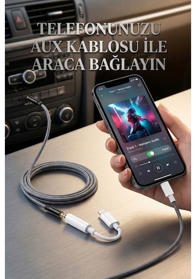 Ouptec Lightning To 3.5mm Aux Dönüştürücü Apple iPhone Uyumlu Kulaklık Jack Çevirici Araç Ses Adaptörü