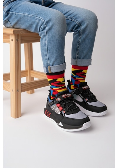 Muggo Zuzu Cırtlı Ve Bağcıklı Günlük Çocuk Sneaker Spor Ayakkabı Siyah