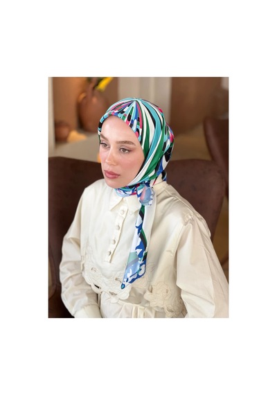 Mentoraly Modakaşmir Soyut Desenli Twill Eşarp lacivert
