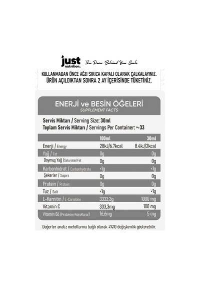 Just Nutrition L-carnitine 1000 Mg 1000 Ml 2 Li Avantaj Paketi 33 Servis Limon + 2 X L-karnitin Shot Hediyeli