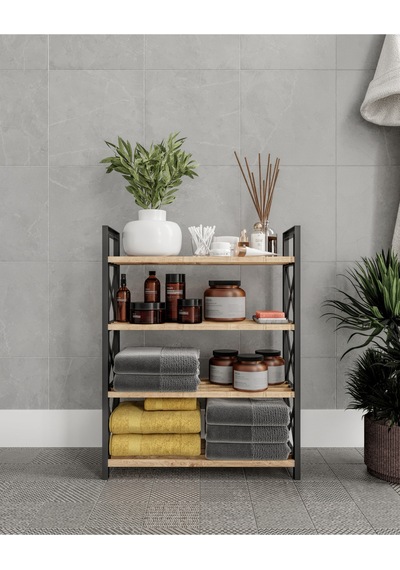 Dekoratif Banyo Rafı Havluluk Peçetelik 4 Katlı Organıser Çok Amaçlı Çok Renkli