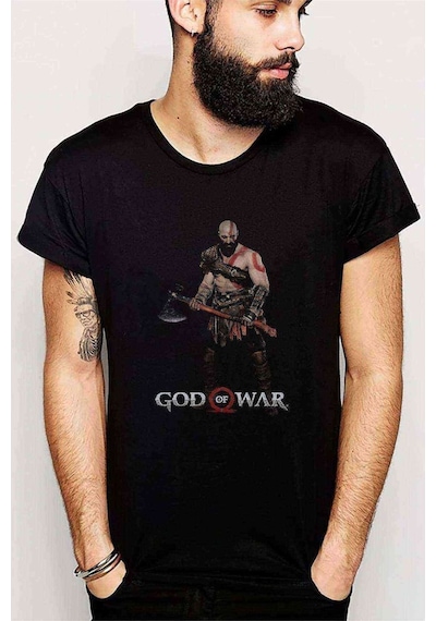 God Of War Screen Baskılı Siyah Erkek Tshirt