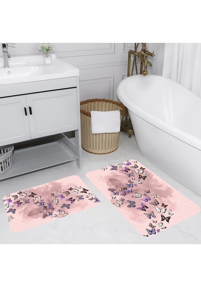 Rovigo Home Baskılı Kaymaz Taban 2 Li Banyo Paspas Takım Rvg5077-100X60-60X50 Çok Renkli