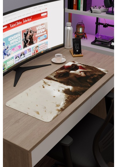 God Of War Kaymaz Dikişli Kauçuk Oyuncu Mousepad V2 - 70x30 Xl Gaming Mouse Pad Fare Altlığı