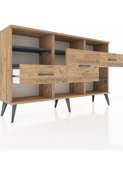 Arges Konsol 5 Raflı 3 Çekmeceli 132x30x83 Çam-antrasit/çam Antrasit/çam Arges Konsol 5 Raflı 3 Çekmeceli 132x30x83 Çam-antrasit/çam Antrasit/çam