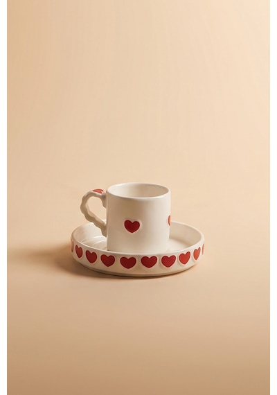 Karaca Sweetheart Kahve Fincan Takımı Pembe 90 Ml Beyaz