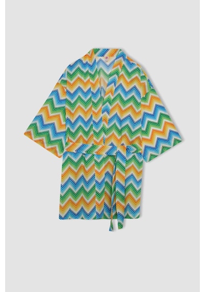 DeFacto Desenli Pamuklu Kimono-Fall in Love D0453AX24SMOG313 Turuncu