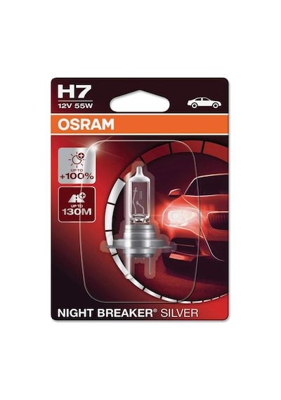 H7 Night Breaker Silver Far Ampulü, 12v 55w,%100 Daha Fazla Işık, 130m Mesafe