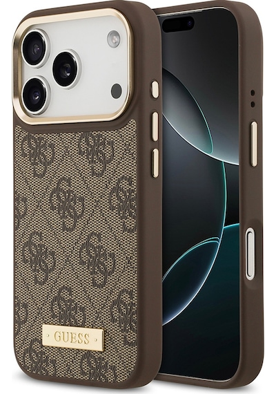 Apple Uyumlu iPhone 17 Pro Kılıf Guess Lisanslı M-safeli 4g Desen Pu Metal Plaka Klasik Logolu Kahverengi Kahverengi Apple Uyumlu iPhone 17 Pro Kılıf Guess Lisanslı M-safeli 4g Desen Pu Metal Plaka Klasik Logolu Kahverengi Kahverengi