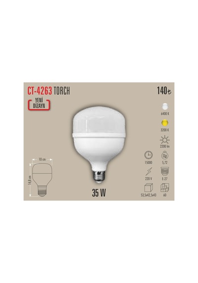 Ct-4263 35w Torch Led Ampül Beyaz 10 Adet