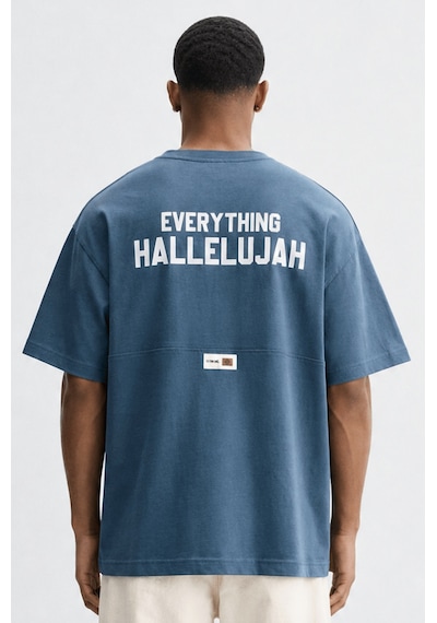 Respire Erkek Hallelujah Baskılı Oversize T-shirt Petrol