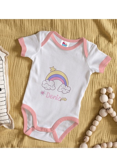 Bk Gift Bk Kids Kişiye Özel Pembe Bebek Body Zıbın - Model 159 3-6 Ay