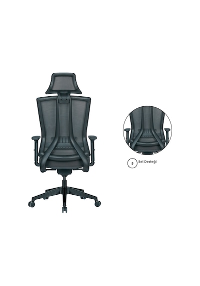 Casella Eden Fileli Yönetici Koltuğu Ofi S Koltuğu Ergonomik, Şık Ve Fonksiyonel Siyah