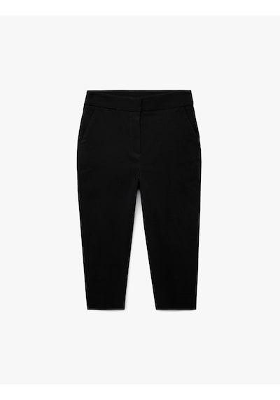 Koton Viskon Kumaş Slim Fit Cepli Capri Pantolon Siyah 5sak40315uw Siyah