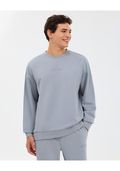 Skechers M Essential Crewneck Sweatshirt Erkek Gri Sweatshirt S2610015-4256 Gri