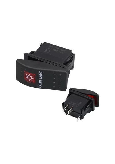 Kabin Sembollü Işıklı 3 Pinli On-off 12-24v Marin Switch