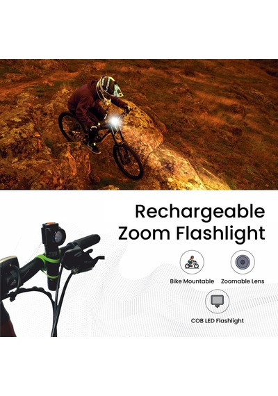 Gogreen Power Gg-zoomıe Zoomie Usb Şarj Edilebilir Cob Led El Feneri, Led Bisiklet Farı, Zoom Lensli 500 Lümen